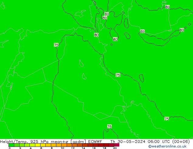 Height/Temp. 925 hPa ECMWF Th 30.05.2024 06 UTC