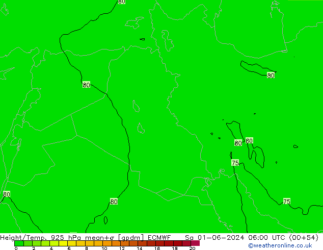 Hoogte/Temp. 925 hPa ECMWF za 01.06.2024 06 UTC