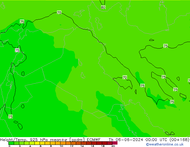 Height/Temp. 925 hPa ECMWF Čt 06.06.2024 00 UTC