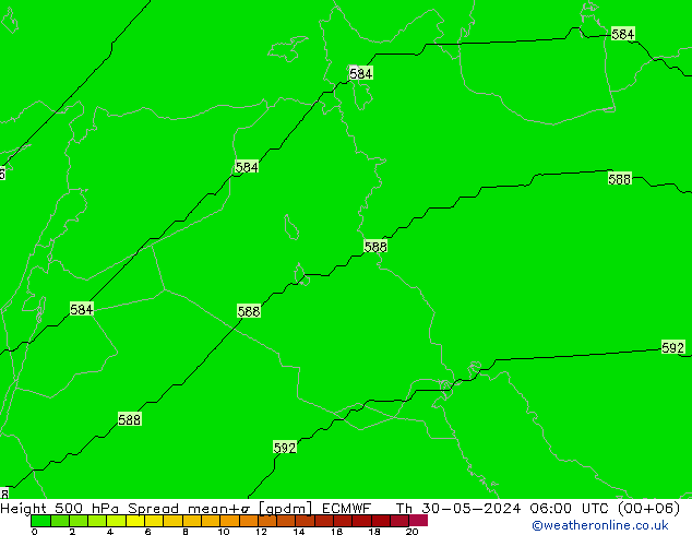 Height 500 hPa Spread ECMWF czw. 30.05.2024 06 UTC