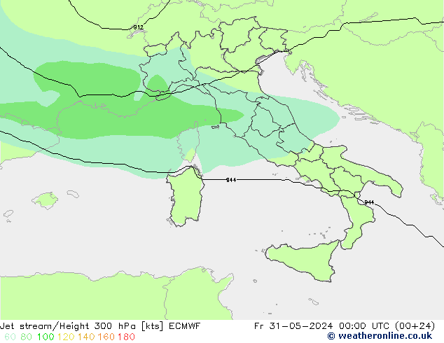 Jet stream/Height 300 hPa ECMWF Fr 31.05.2024 00 UTC