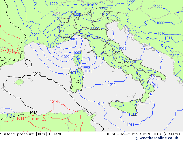 Atmosférický tlak ECMWF Čt 30.05.2024 06 UTC