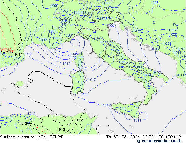 Luchtdruk (Grond) ECMWF do 30.05.2024 12 UTC