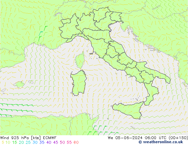 ветер 925 гПа ECMWF ср 05.06.2024 06 UTC