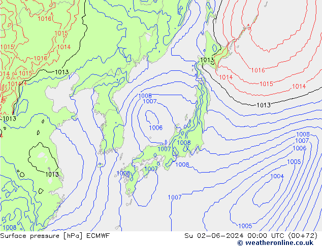 Yer basıncı ECMWF Paz 02.06.2024 00 UTC