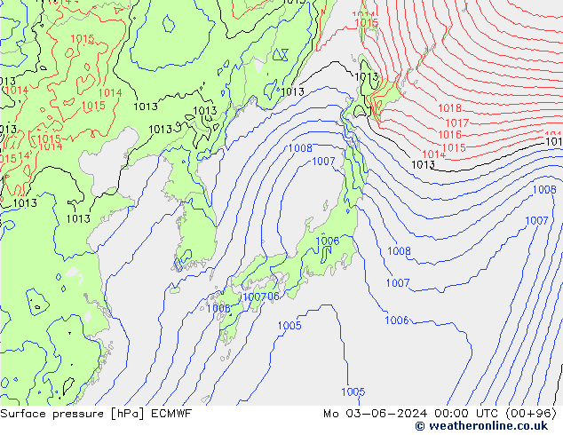 Bodendruck ECMWF Mo 03.06.2024 00 UTC