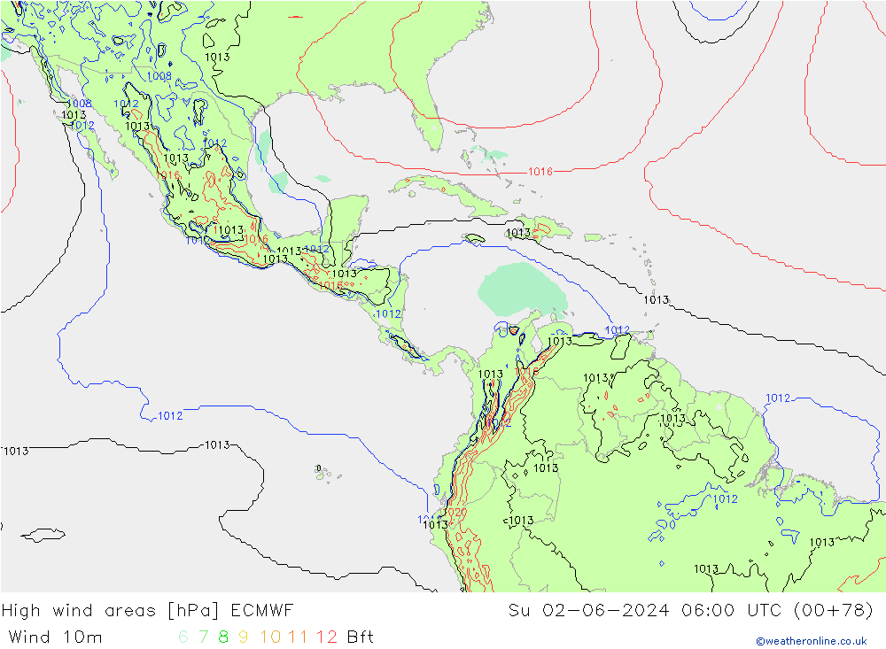 Izotacha ECMWF nie. 02.06.2024 06 UTC