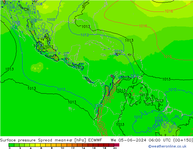 Bodendruck Spread ECMWF Mi 05.06.2024 06 UTC