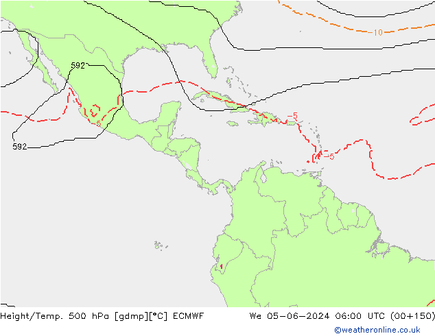 Height/Temp. 500 hPa ECMWF śro. 05.06.2024 06 UTC