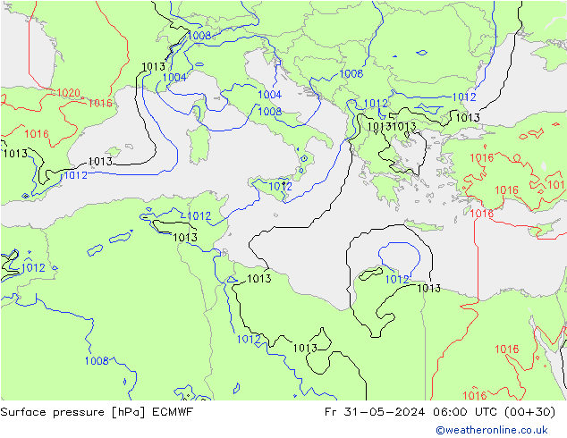 Yer basıncı ECMWF Cu 31.05.2024 06 UTC