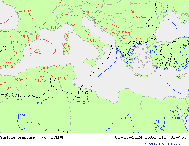 Bodendruck ECMWF Do 06.06.2024 00 UTC
