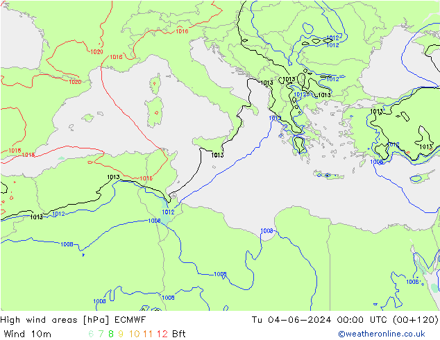 Windvelden ECMWF di 04.06.2024 00 UTC