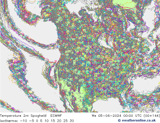 Temperatuurkaart Spaghetti ECMWF wo 05.06.2024 00 UTC