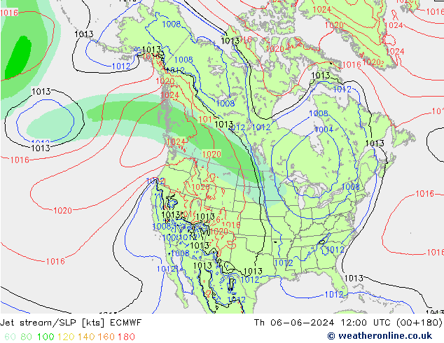 Polarjet/Bodendruck ECMWF Do 06.06.2024 12 UTC