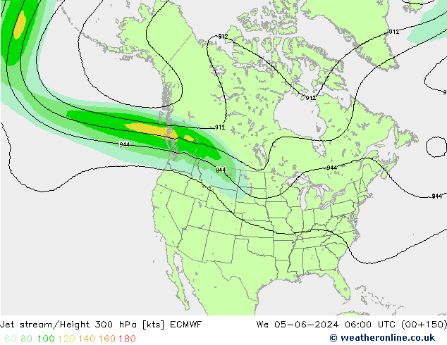 Corriente en chorro ECMWF mié 05.06.2024 06 UTC