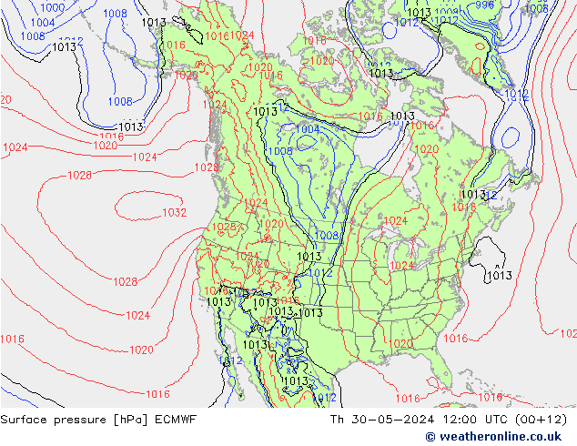 Bodendruck ECMWF Do 30.05.2024 12 UTC