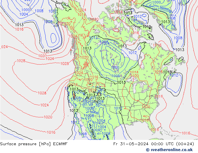 Yer basıncı ECMWF Cu 31.05.2024 00 UTC