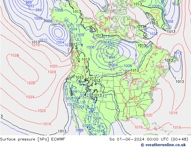 Yer basıncı ECMWF Cts 01.06.2024 00 UTC