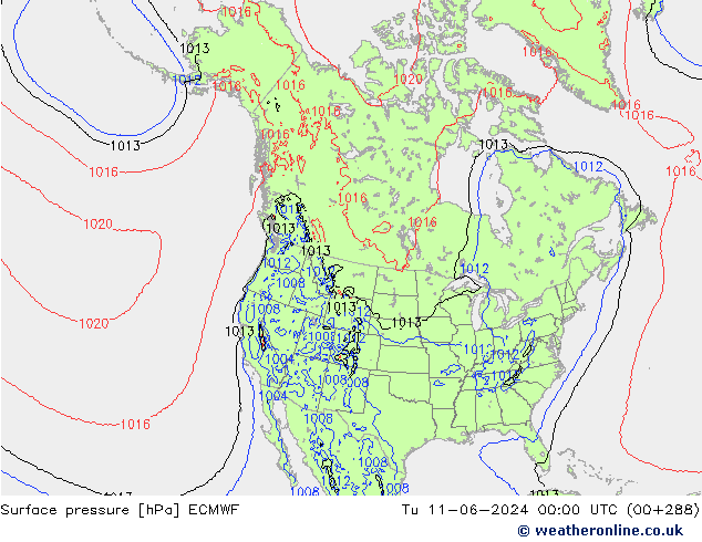 Yer basıncı ECMWF Sa 11.06.2024 00 UTC