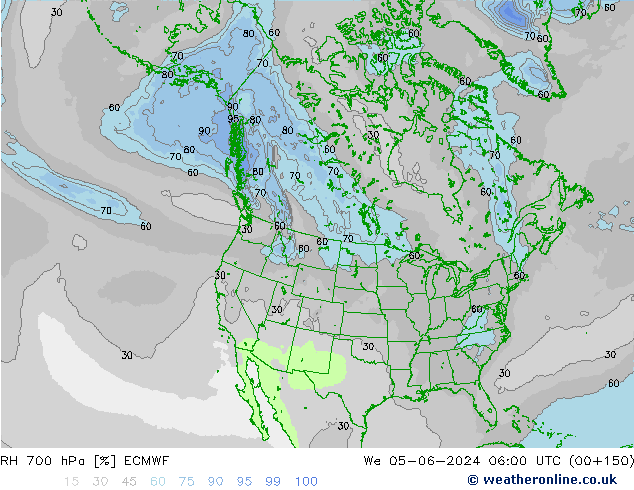 RH 700 гПа ECMWF ср 05.06.2024 06 UTC