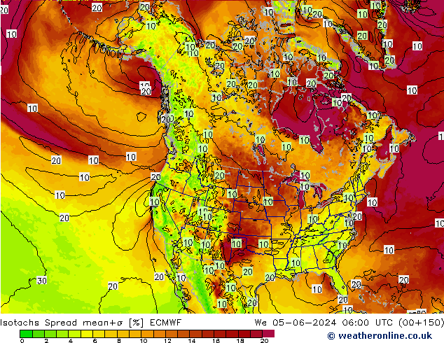 Isotachen Spread ECMWF wo 05.06.2024 06 UTC