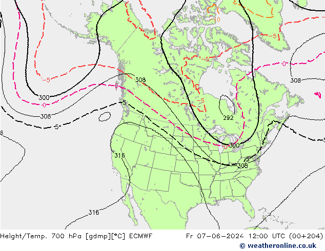 Height/Temp. 700 hPa ECMWF pt. 07.06.2024 12 UTC