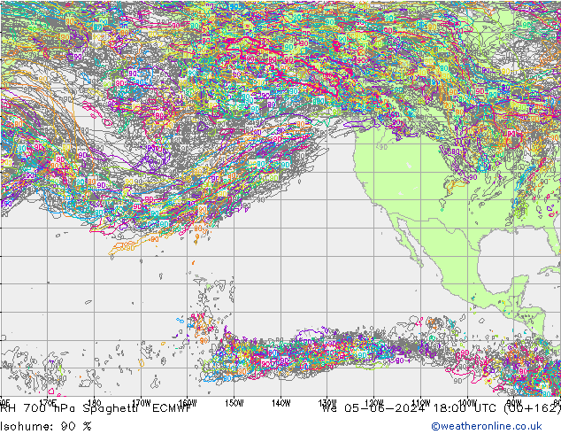 RH 700 hPa Spaghetti ECMWF We 05.06.2024 18 UTC