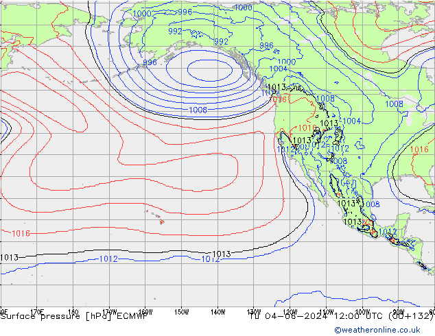 Atmosférický tlak ECMWF Út 04.06.2024 12 UTC