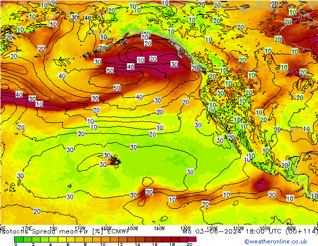 Isotachs Spread ECMWF Mo 03.06.2024 18 UTC