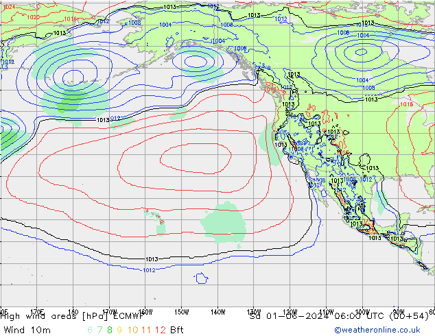High wind areas ECMWF So 01.06.2024 06 UTC