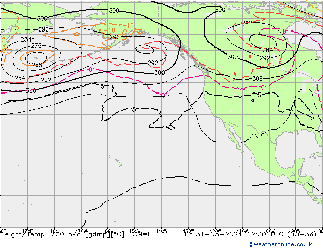 Height/Temp. 700 hPa ECMWF Fr 31.05.2024 12 UTC