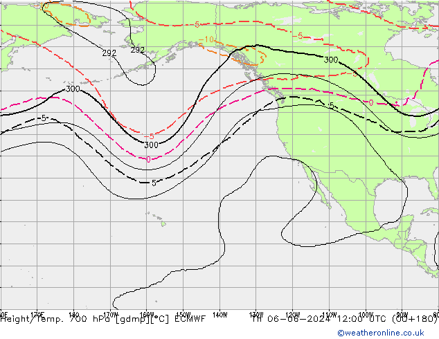 Height/Temp. 700 hPa ECMWF Th 06.06.2024 12 UTC