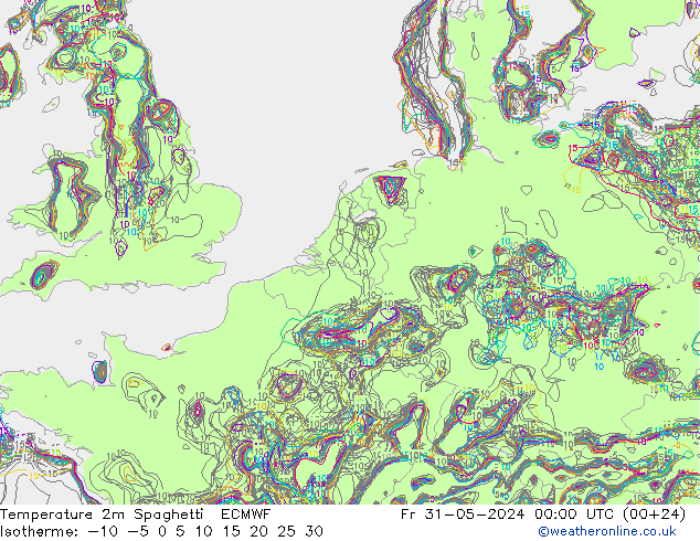 Temperaturkarte Spaghetti ECMWF Fr 31.05.2024 00 UTC