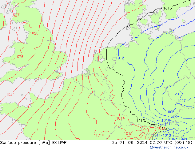 Presión superficial ECMWF sáb 01.06.2024 00 UTC