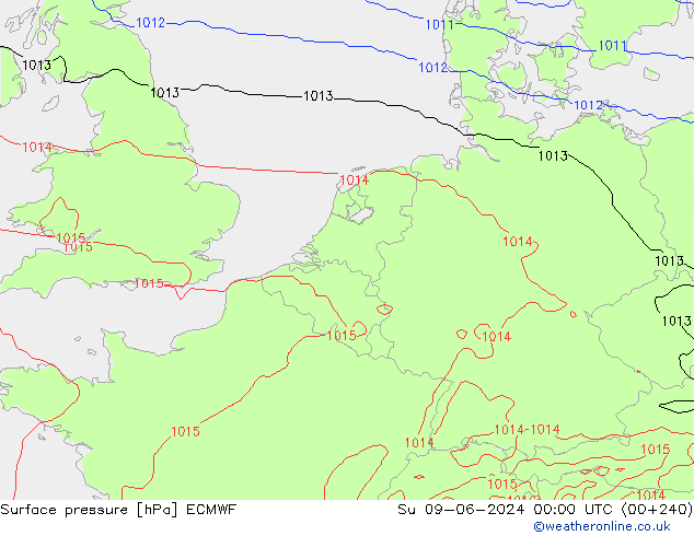 Luchtdruk (Grond) ECMWF zo 09.06.2024 00 UTC