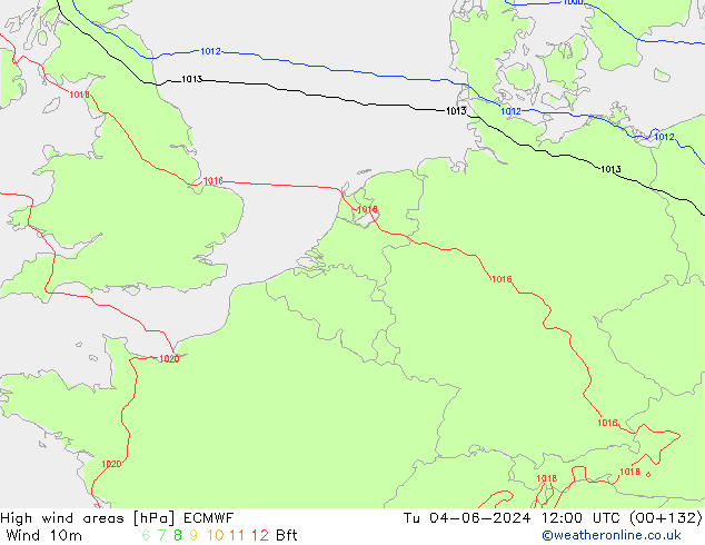 Windvelden ECMWF di 04.06.2024 12 UTC