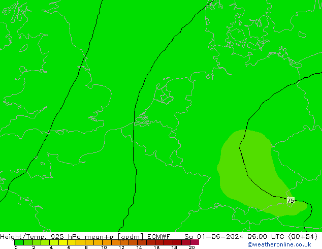 Height/Temp. 925 hPa ECMWF Sa 01.06.2024 06 UTC