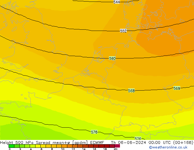 Height 500 hPa Spread ECMWF  06.06.2024 00 UTC