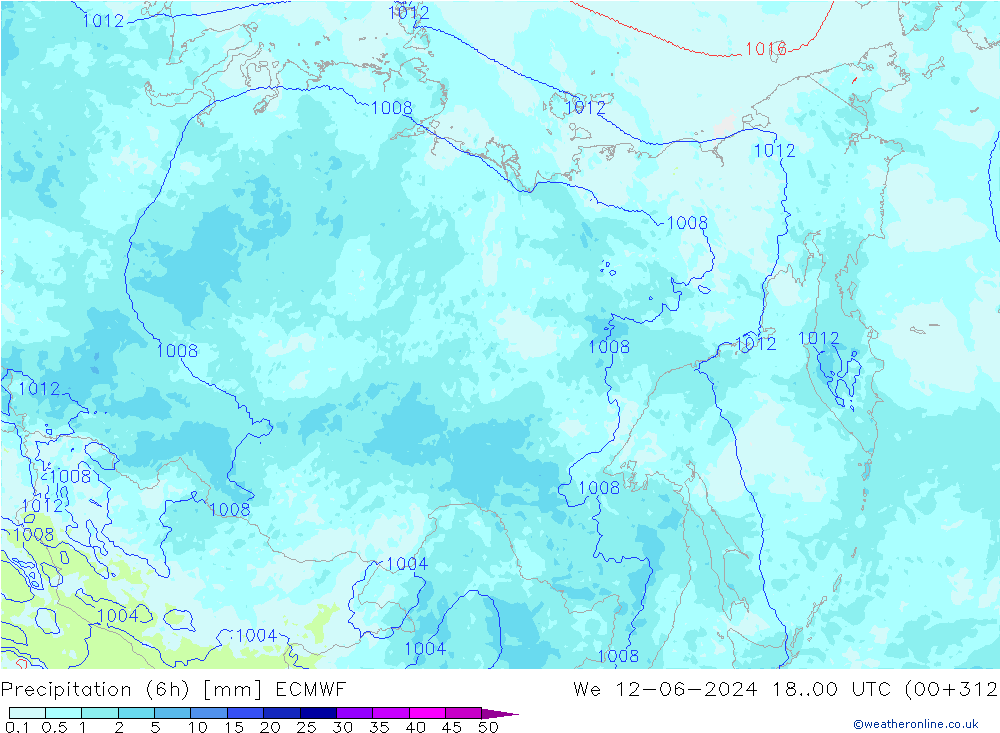 Yağış (6h) ECMWF Çar 12.06.2024 00 UTC