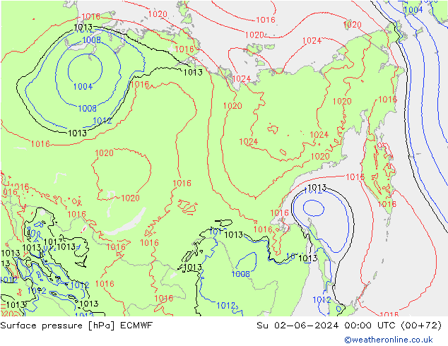 Surface pressure ECMWF Su 02.06.2024 00 UTC