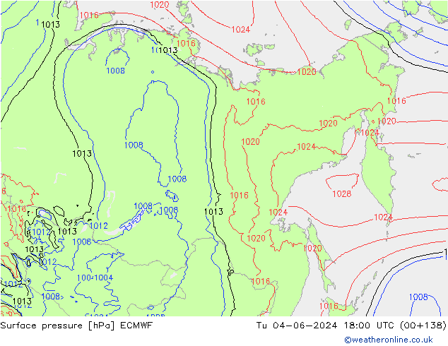 приземное давление ECMWF вт 04.06.2024 18 UTC