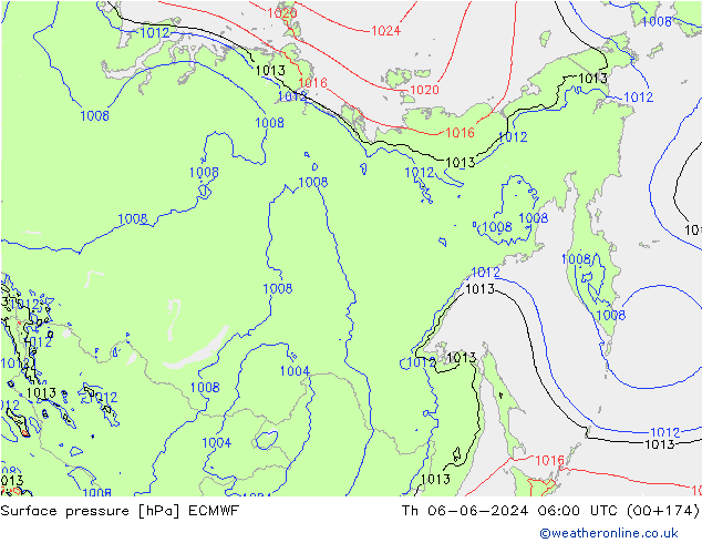 Surface pressure ECMWF Th 06.06.2024 06 UTC