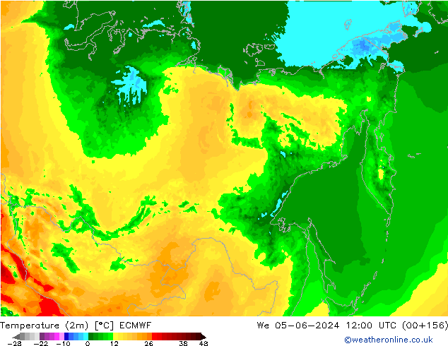 Temperature (2m) ECMWF St 05.06.2024 12 UTC