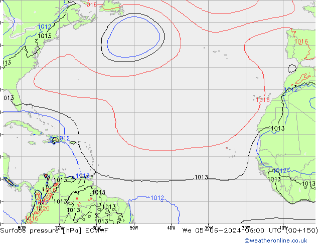 Surface pressure ECMWF We 05.06.2024 06 UTC