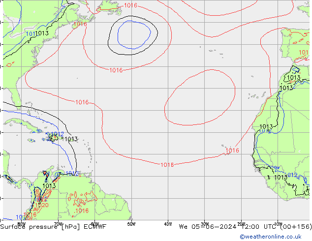 Presión superficial ECMWF mié 05.06.2024 12 UTC