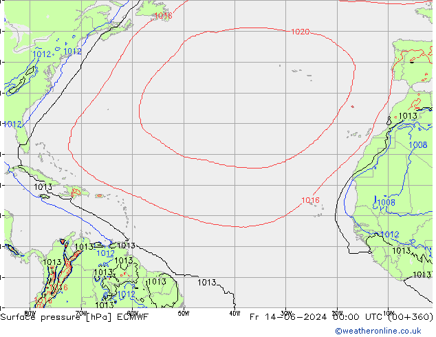 приземное давление ECMWF пт 14.06.2024 00 UTC