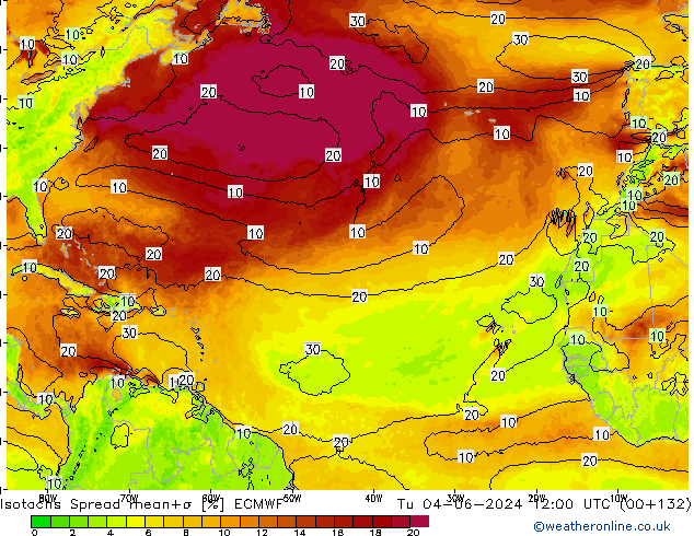 Isotachen Spread ECMWF di 04.06.2024 12 UTC