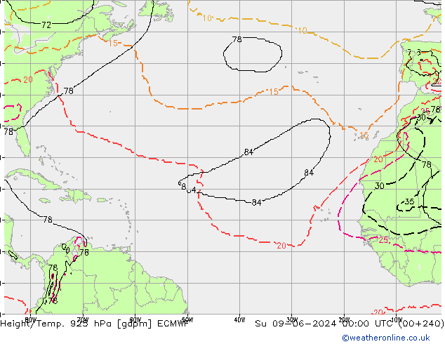 Height/Temp. 925 hPa ECMWF Su 09.06.2024 00 UTC