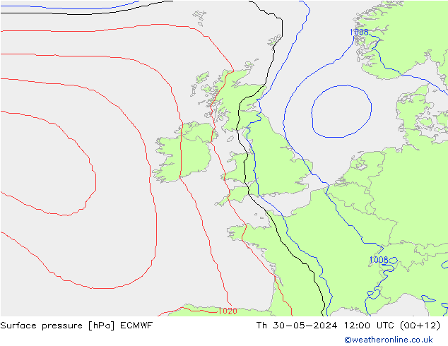 приземное давление ECMWF чт 30.05.2024 12 UTC