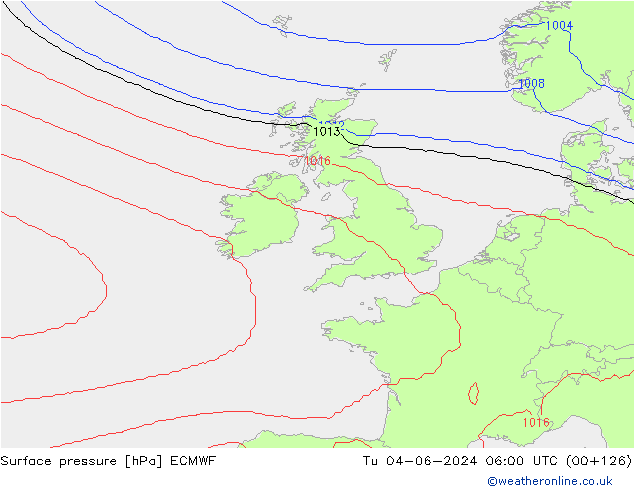 Surface pressure ECMWF Tu 04.06.2024 06 UTC